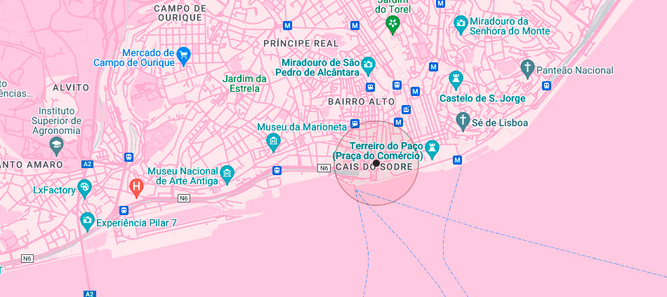 Bar Pensão Amor - Pink street - Lisboa - Cais do Sodré - Mapa